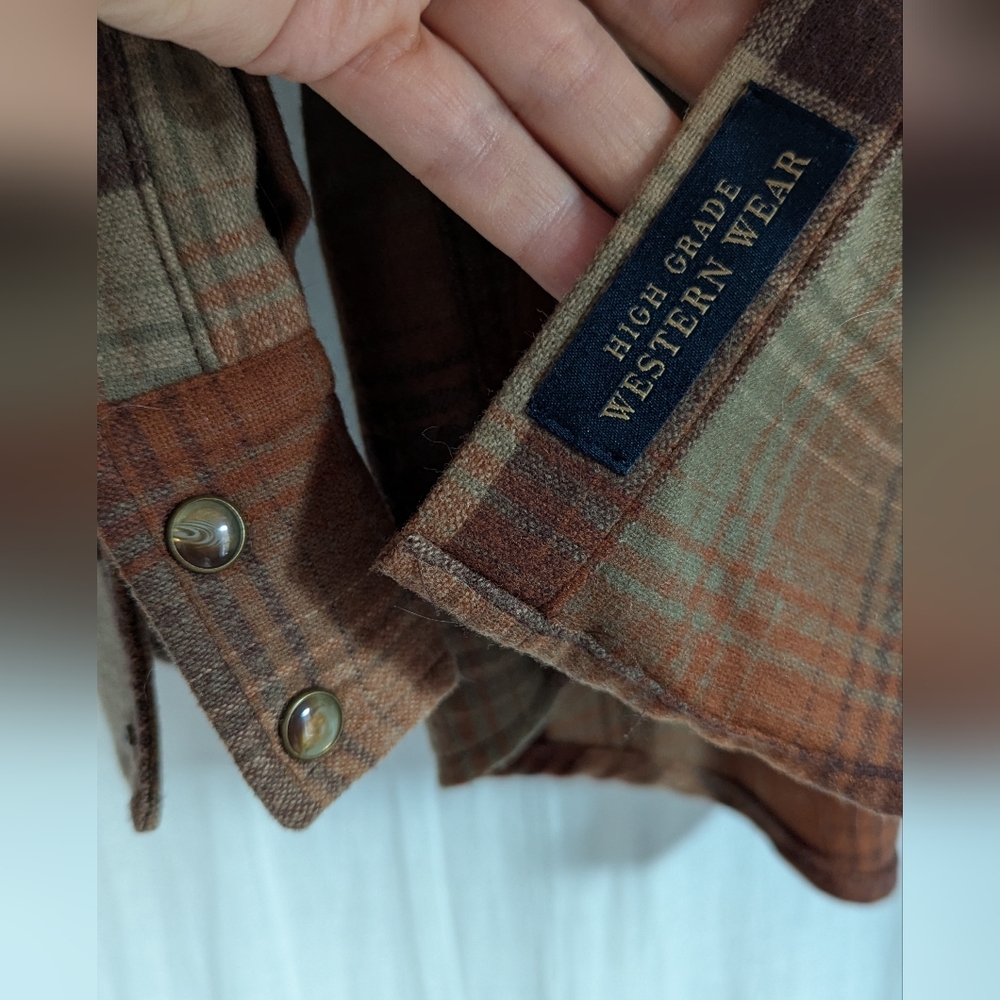 🆕 Pendleton Canyon Umatillo 100% Wool L Western Shirt L Rust Taupe Brown Plaid - Picture 3 of 15